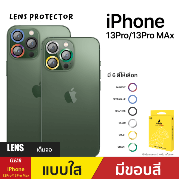 ฟิล์มกระจกกันรอยเลนส์กล้อง iPhone 13 Pro/13 Pro Max (Green)
