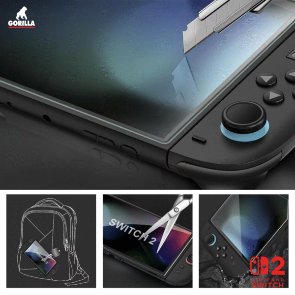 ฟิล์มกระจกนิรภัยแบบใสเต็มจอสำหรับ Nintendo Switch 2 ปกป้องระดับ 9H - Image 2